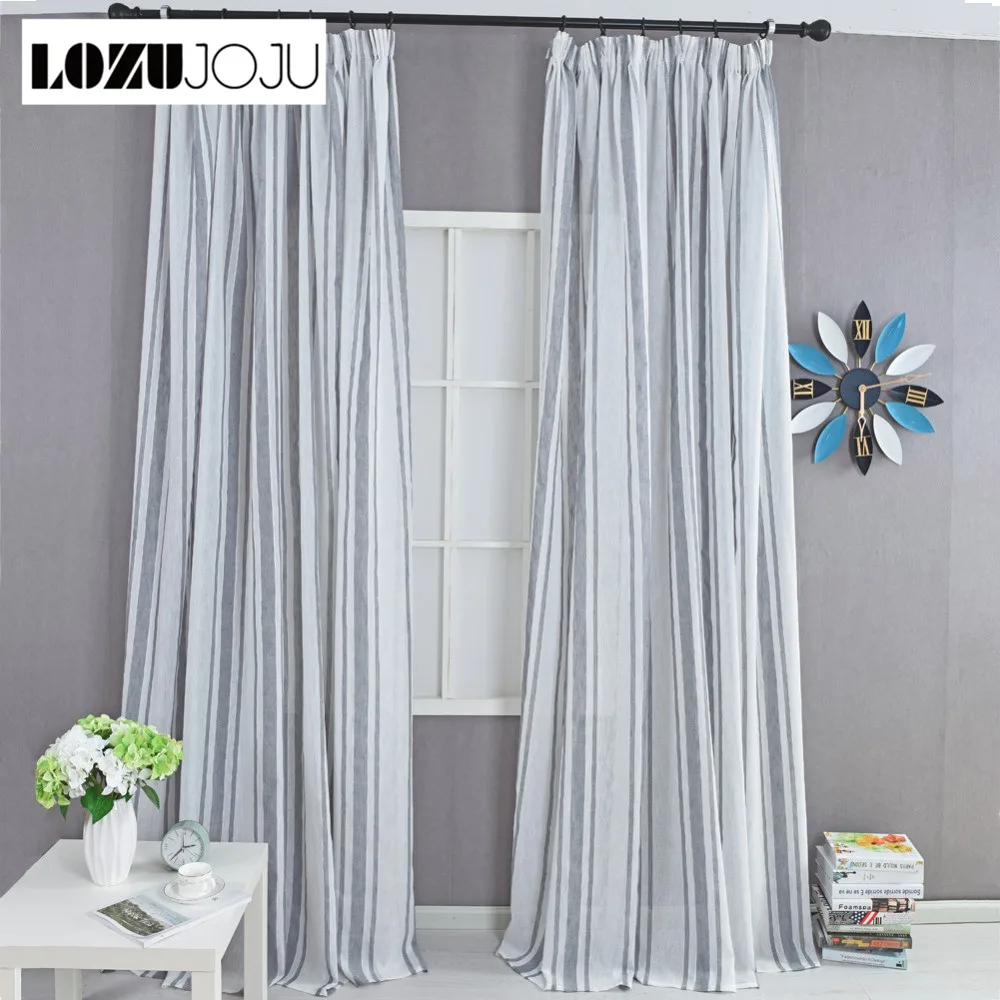 LOZUJOJU Simple drape ready made Stripe design tulle window curtain