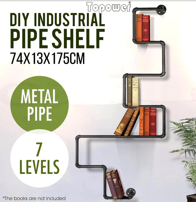 Промышленные городской стиль полка с трубами хранения стеллажи книга настенное крепление самодельный держатель