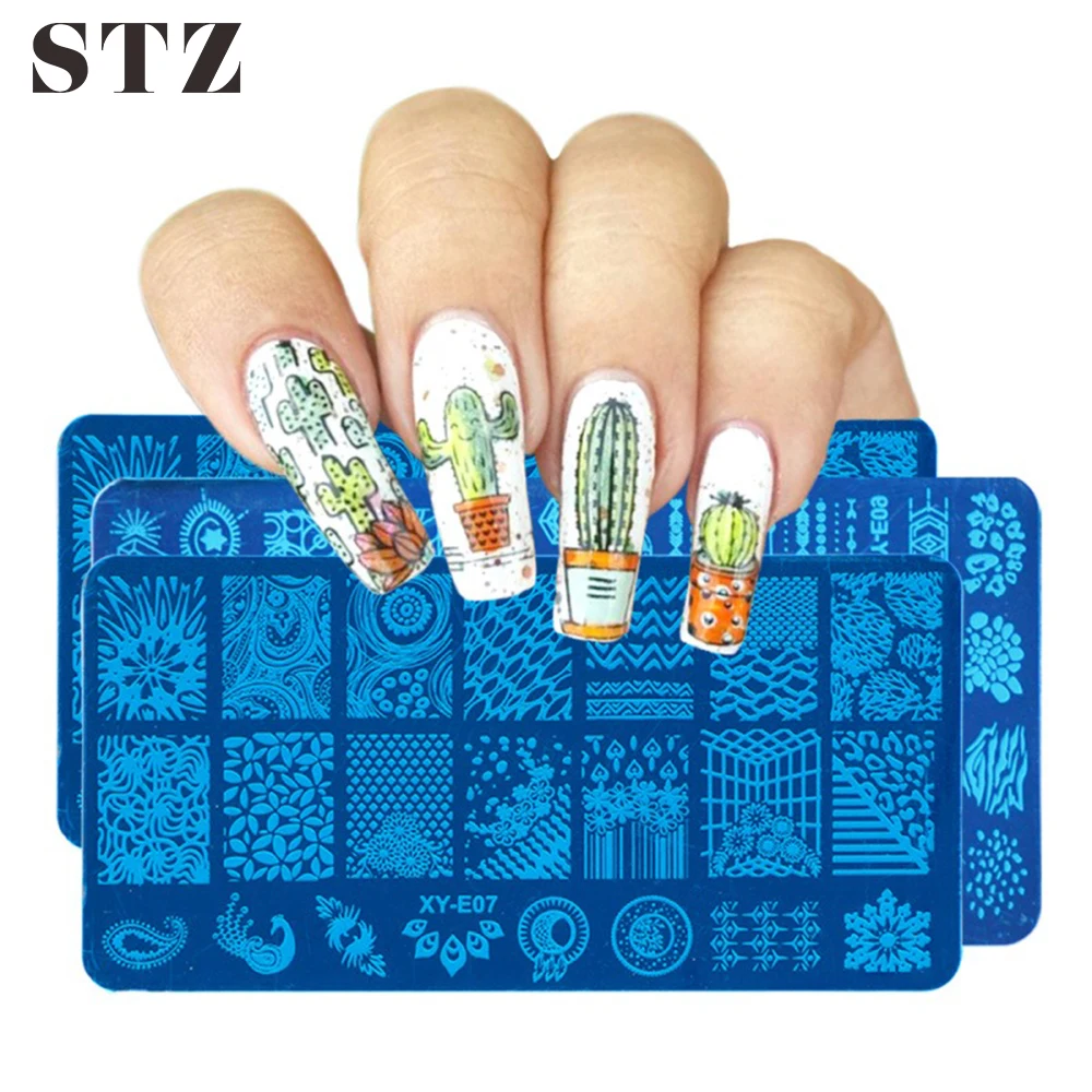 

STZ 16 Designs Nail Stamping Template Plate Lace Flower Fruit Animal Cactus Stamp Plate Manicure Print Nail Art Tools XYE01-16