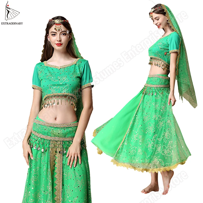 5 шт. Женский шифоновый костюм с юбкой и поясом|dance costumes for women|indian belly dance costumebelly |