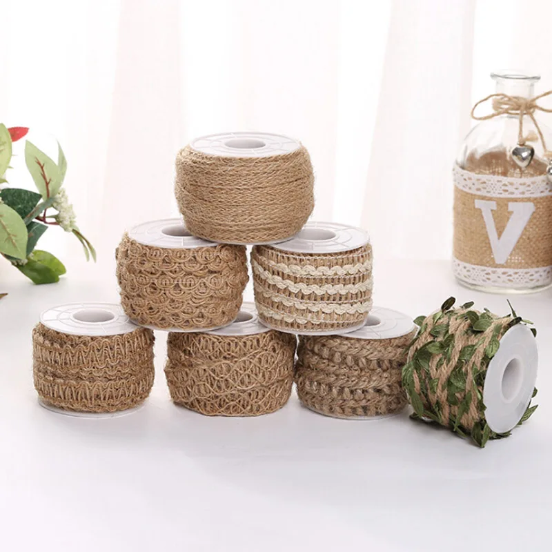 

Natural Burlap Hessian Roll Jute Twine Cord Hemp Rope String Trim Rustic Wrap Gift Packing String Wedding Party Decoration