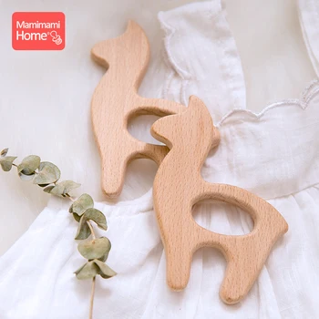 

Mamihome 1pc Baby Wooden Teether Alpaca Pacifier Clips Chain Pendant Teething Holder Beech Rodent BPA Free Children'S Goods Toys