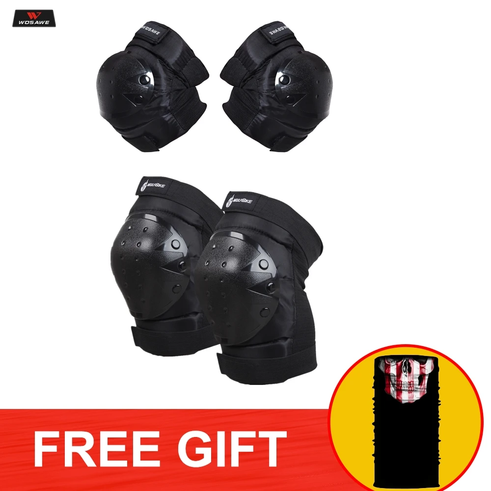 

WOSAWE Motocross Knee Protector Brace Protection Elbow Pad Kneepad Motorcycle Sports Cycling Guard Protector knee guard Black