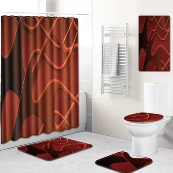 

F 5 Pieces Bath Mat Sets Hanging Waterproof Shower Curtain with 12 Hooks Anti Slip Bathroom Rug Set Best Selling 2019 Products