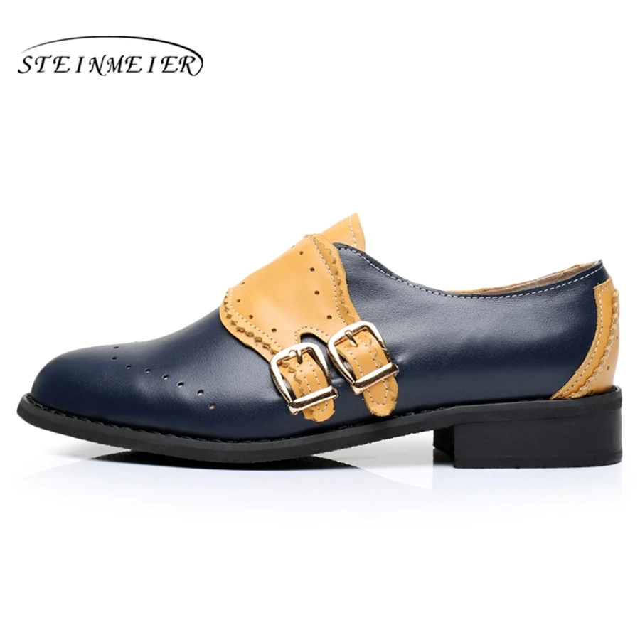 Women Genuine Leather Flats Oxford Shoes Woman slipon Sneakers Ladies Vintage Casual buckle Shoes women's loafers spring