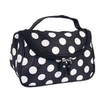 

Black Zipper Cosmetic Bag Toiletry Bag Make-up Bag Hand Case Bag with Dot Patterns