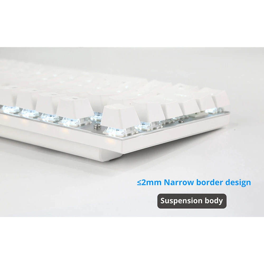 Ajazz A3008 2.4G Wireless Mechanical Keyboard Mouse Combos White Backlit Blue Switches Gaming Keybo
