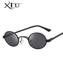 XIU Ретро Круглые Солнцезащитные очки для женщин мужчин небольшой овальный сплав рамка Летний стиль солнцезащитные очки унисекс очки Oculos