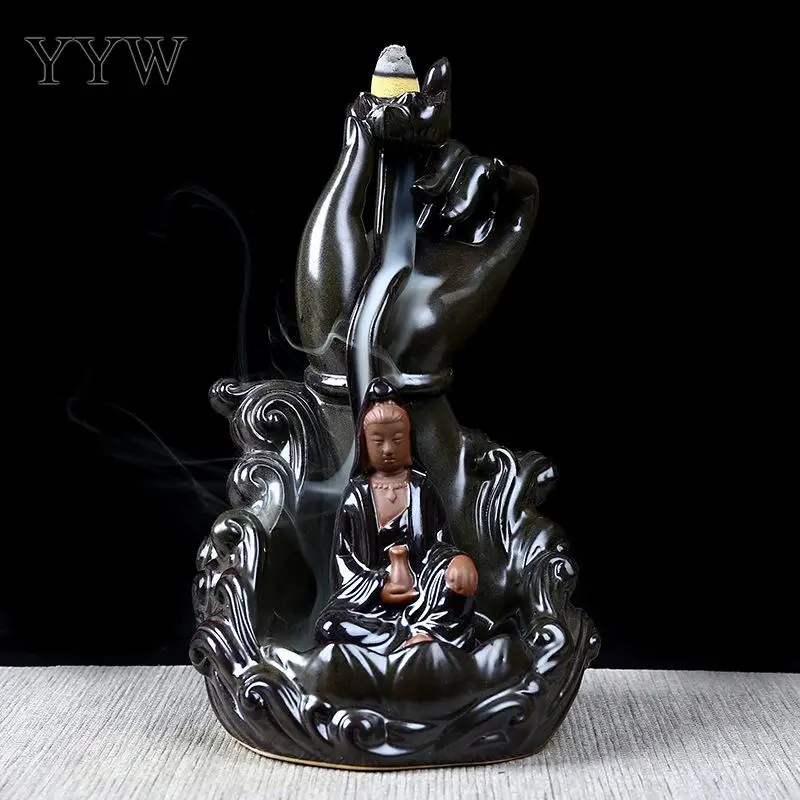 Lotus Buddha Incense Burner Backflow Incense Cone Holder Oud Incenso Aroma Burner Smoke Waterfall Censer Aromatherapy Home Decor