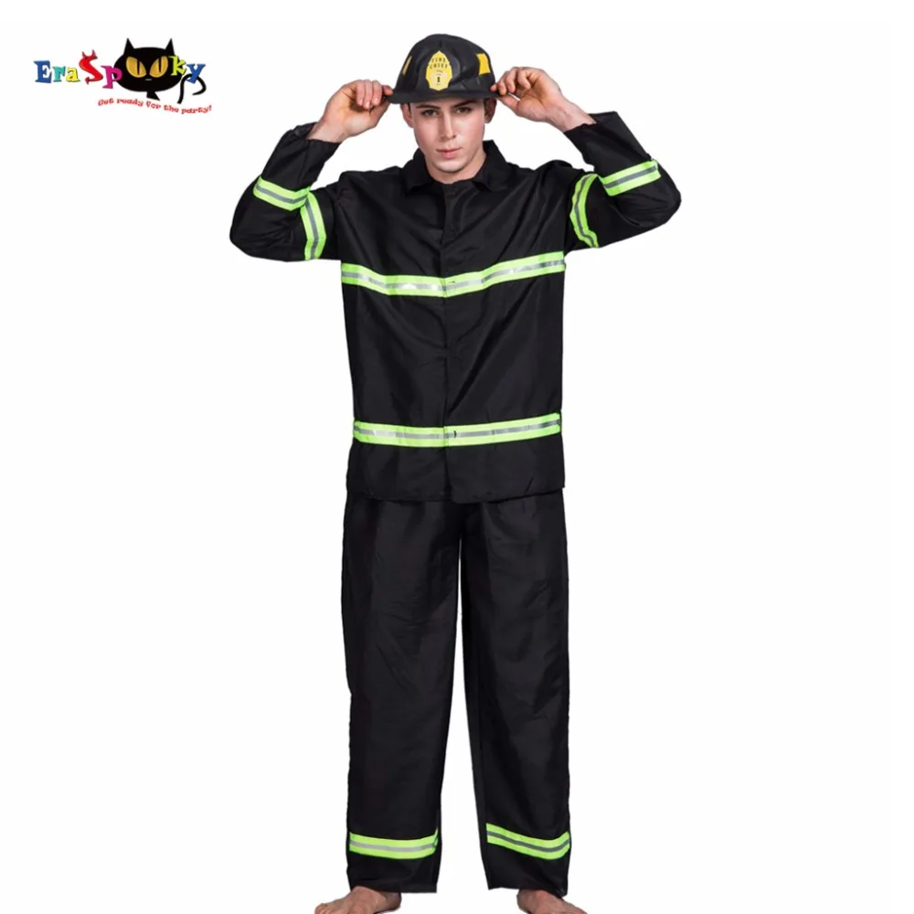 Mens Adult Fireman Fire Fighter Uniform Fancy Dress Costume Halloween Outfit