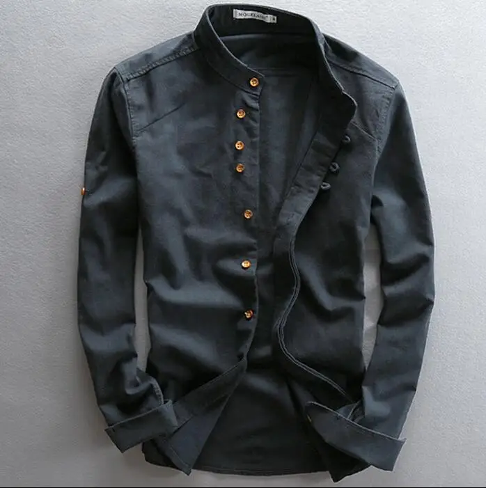 

Man Summer Linen Long Sleeve Shirt Chinese Style Vintage Fashion Male Shirts For Man Autumn Spring Summer