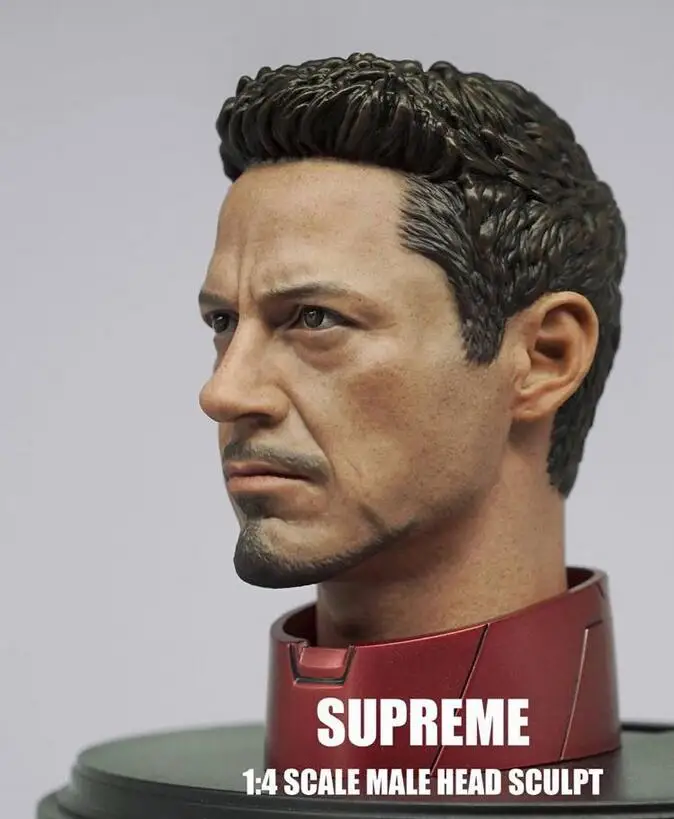 Supreme 1/4 Scale Tony Stark Head Sculpt For Hot Toys MK43 MK45 