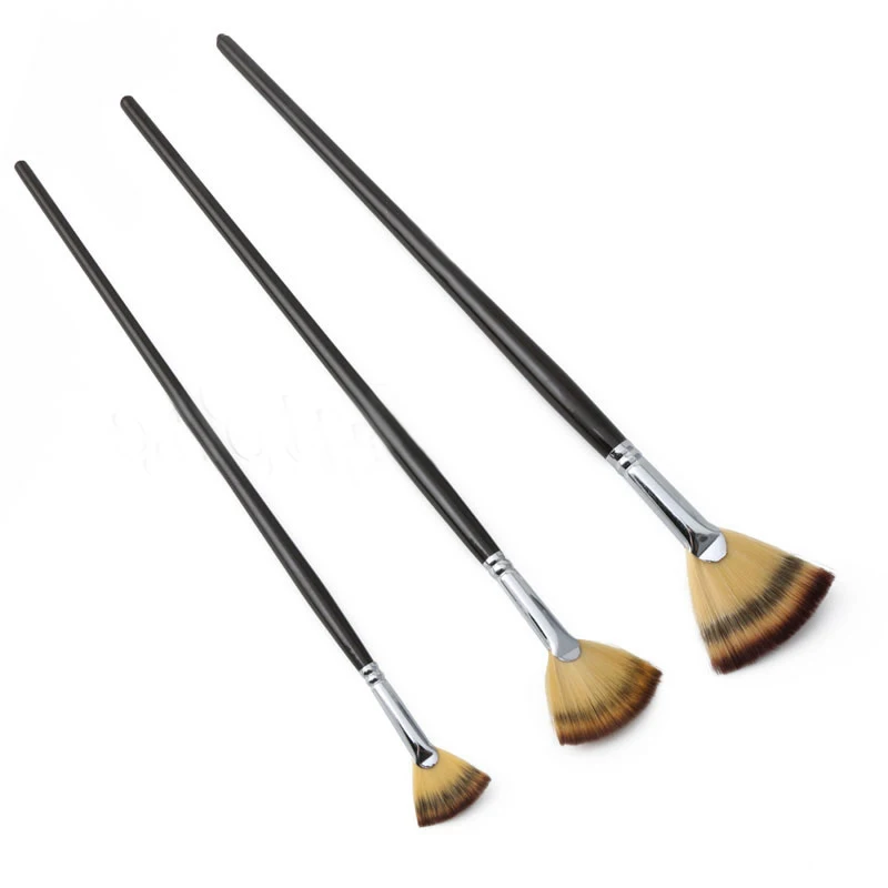 3pcs Wooden Handle Painting Brushes Pens Set For Oil Acrylic Water Artist Paint Supplies
