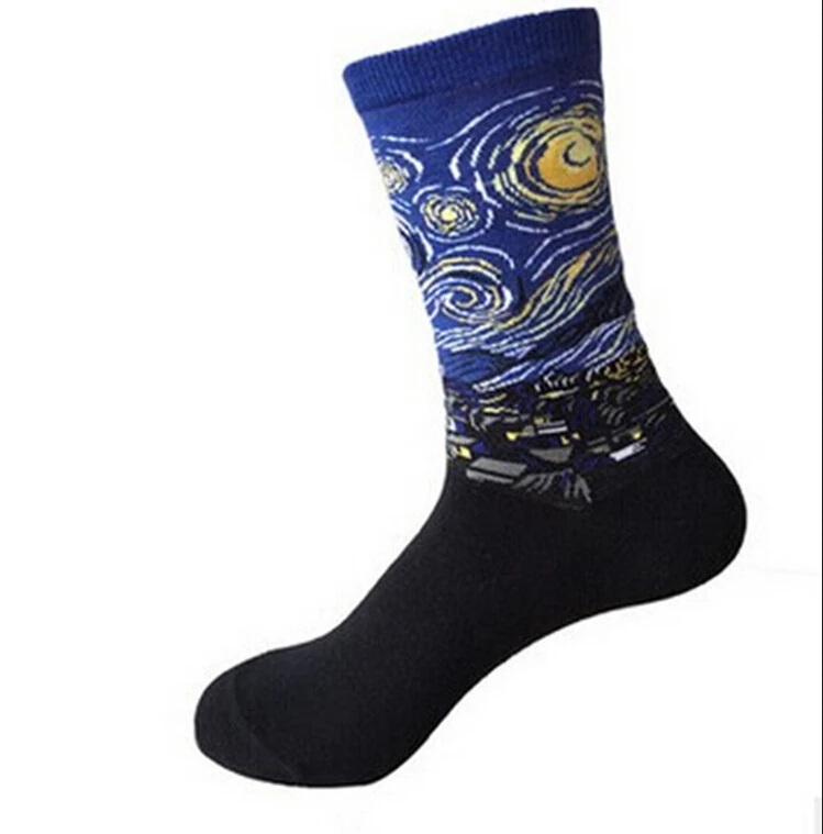 

3D Retro Painting Art Socks Xmas Unisex Women Men Funny Novelty Starry Night Vintage Christmas Funny Gift Socks Dropshipping
