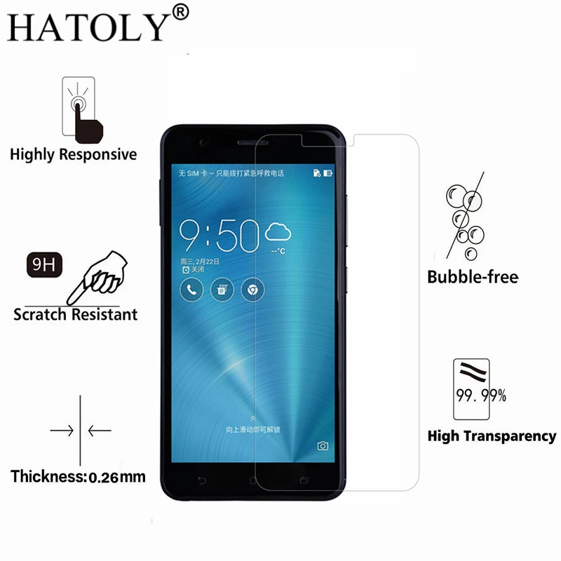 

2PCS Tempered Glass For Asus Zenfone 3 Zoom ZE553KL Explosion-Proof Screen Protector for Asus Zoom S ZE553KL Z01HDA Film HATOLY