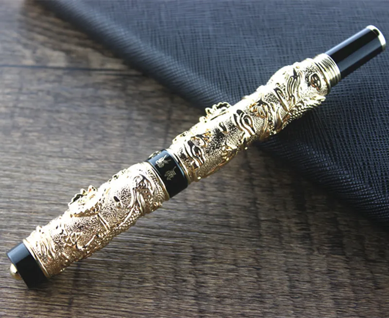

Noble Brand Dragon Business Gift Fountain Pen 0.5mm Fine Nib Metal Gold Writing Ink Pens for School Office Stationery Supplies
