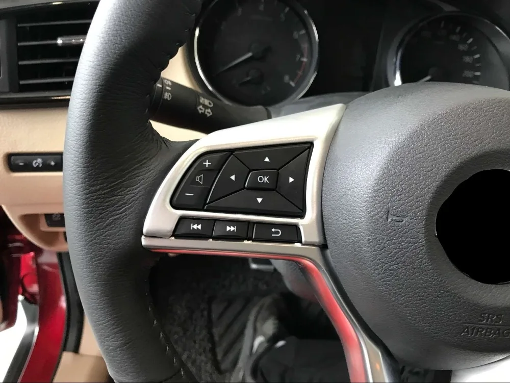 ABS Matte Interior Steering Wheel Adjustment Button Cover Trim 2pcs For