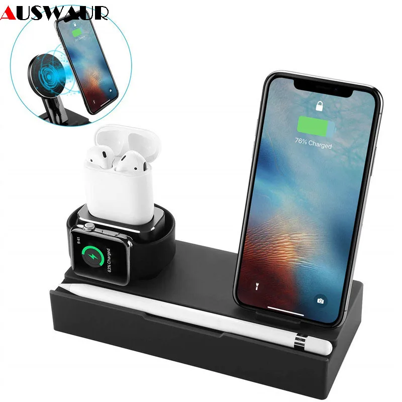 

Desktop Charge Base Stand Holder Dock Station Storage for Airpods iWatch Apple Pencil Mobile Phone Wireless Charger