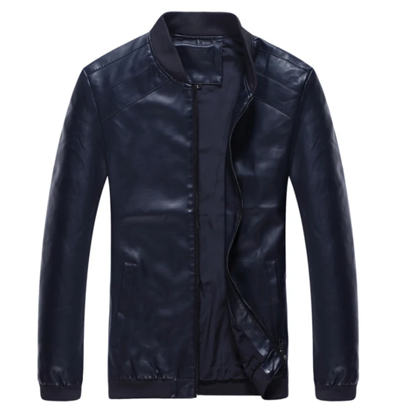 Liseaven, мужская куртка из искусственной кожи, пальто, мотоциклетные кожаные куртки, мужские осенние весенние кожаные пальто, мужская одежда - Цвет: Тёмно-синий