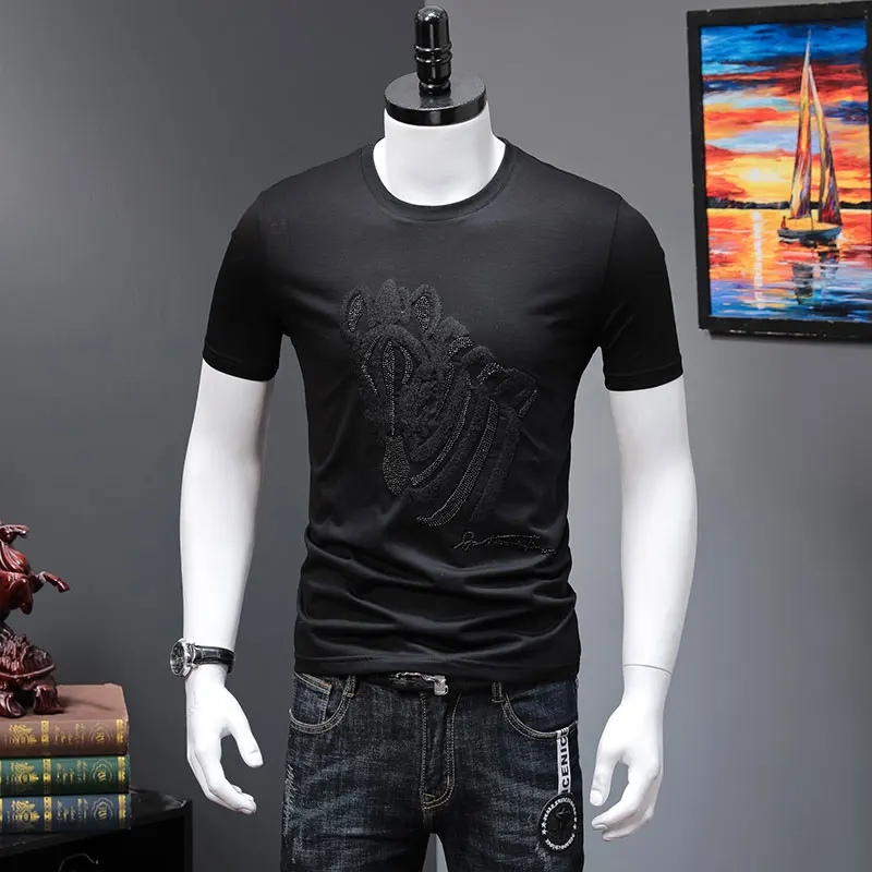 Летние мужские футболки с круглым вырезом модный дизайн мужская футболка Высокое качество удобные мужские футболки