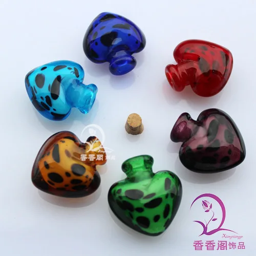 Murano Glass Essential Oil Vial Leopard Heart (25X27MM 0.25ML) Aroma necklace pendant fragrance vial | Украшения и аксессуары