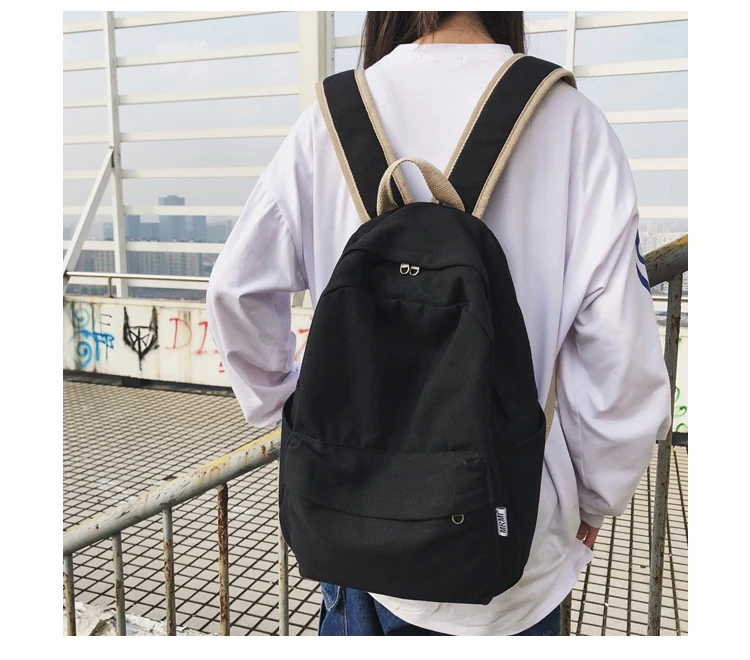 Janespri High Quality Backpack Canvas Women Backpack Solid Mochila Escolar Girls Laptop Backpack School Bags Backpack for teens_35-1_08