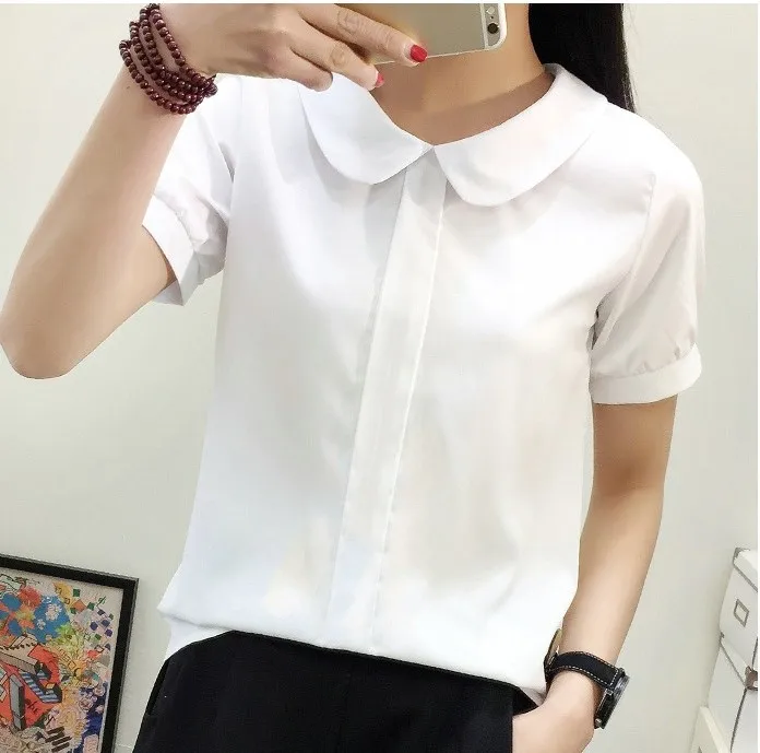 Mori Girls Autumn Long Sleeve Peter Pan Collar White Chiffon Blouse Casual Office Lady Shirt Solid Japanese School Uniform Blouses