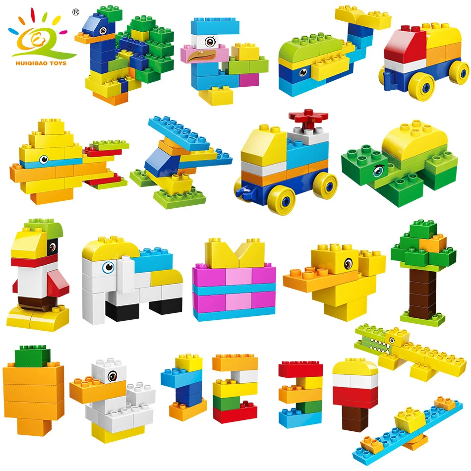 

112pcs Creative DIY Animals Big Size Building Blocks Compatible legorrate Duploed large Brick Educational Toys For Children Kids