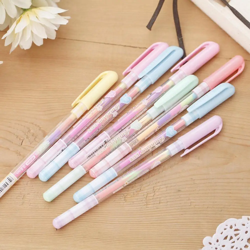 

Creative Korea Style Kawaii Gel Pen Beautiful Colorful Rainbow Highlighter Fashion Office School Supplies Writing Painting Pens