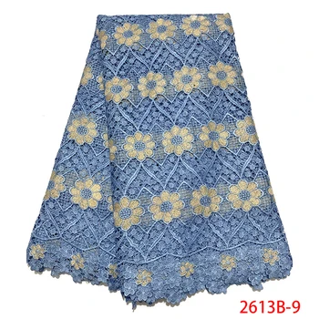 

Latest african lace fabrics guipure lace fabric Emboridery white guipure cord lace with stones for party dresses KS2613B-9