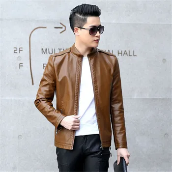 

Men's Leather Jacket 2019 Spring and Autumn New Large Size Jacket Korean Version Thin Section Self-Cultivation Leather Men YH396