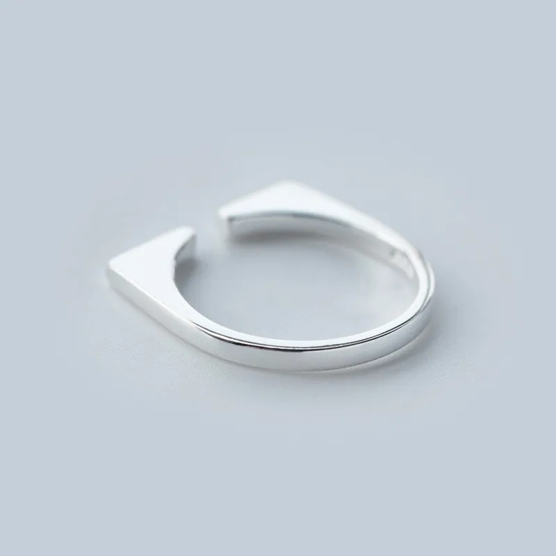 По-настоящему. 925 пробы Серебряное регулируемое квадратное круглое кольцо геометрические ювелирные изделия регулируемый размер GTLJ750