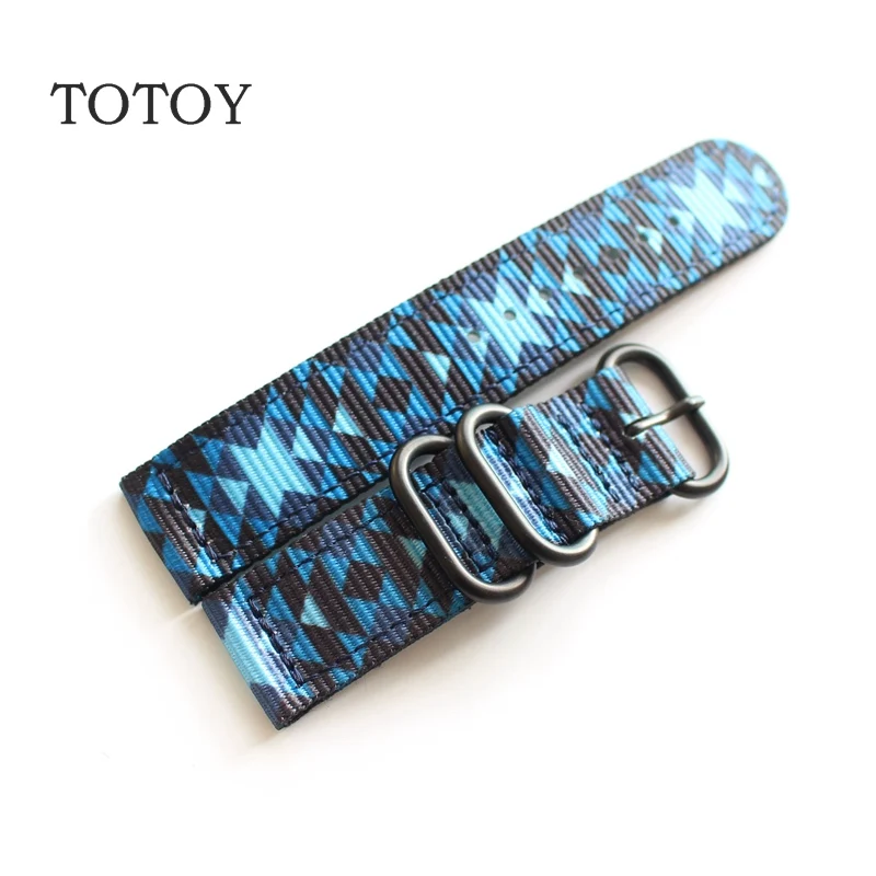 Black clasp Totoy нейлон Ремешки для наручных часов 20 мм цифровой камуфляж нейлон ремешок для девочек летние спортивные ремешок, быстрая - Цвет ремешка: Black clasp