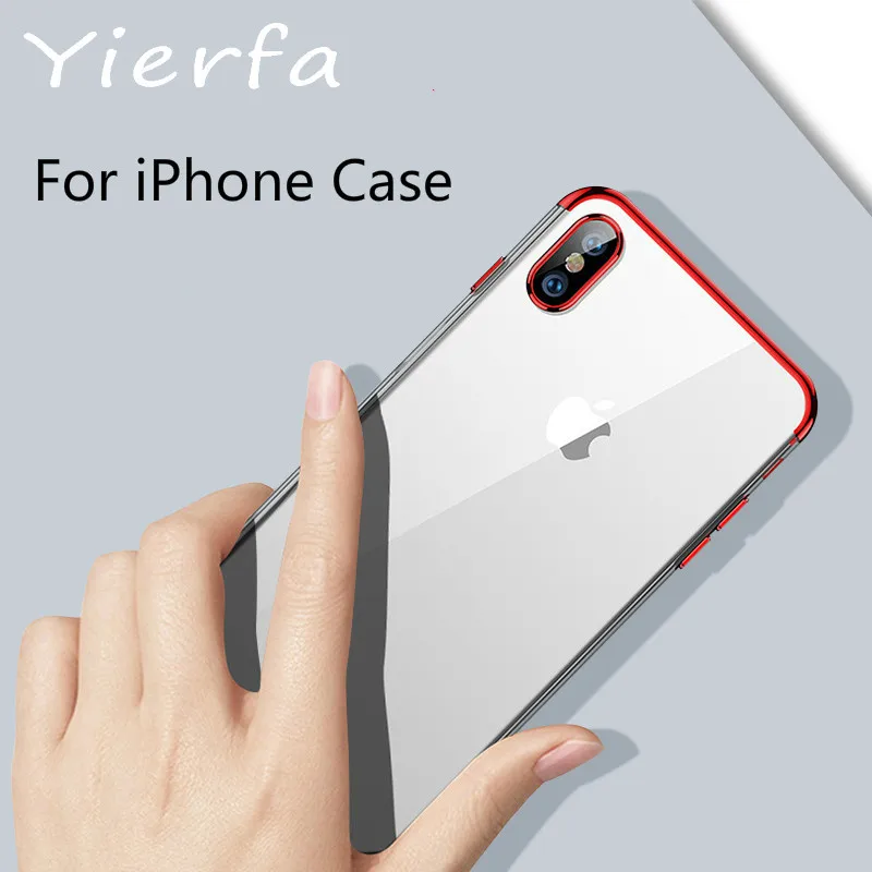 

Soft TPU Clear Case For IPhone X Case Ultra Thin For Iphone 7 8 Plus Case Transparent Plating Shining Back Cover For Iphone 6 6s