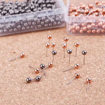 

400 PCS Gold Silver Color Map Tacks Push Pins, with Round Plastic Head and Steel Point Thumb Tacks Pin Office School