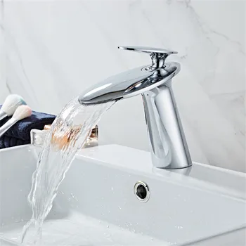 

Basin Faucet Chrome/Gold/Nickel/Black Waterfall Faucet Bathroom Faucet Bathroom Basin Mixer Tap with Hot and Cold Water crane