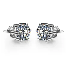 18 К 750 Белое золото 1 карат/шт Муассанит Серьги-гвоздики statament Для женщин свадебные Юбилей Серьги Best Рождественский подарок