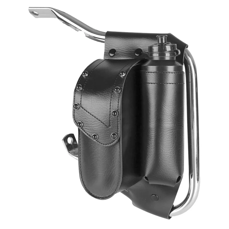 Motorcycle Black Crash Bar Saddlebag Guard Bag With Water Bottle Holder For Harley Touring Road