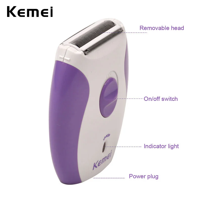 Kemei Rechargeable Lady Shaver Hair Removal Clipper Device Women