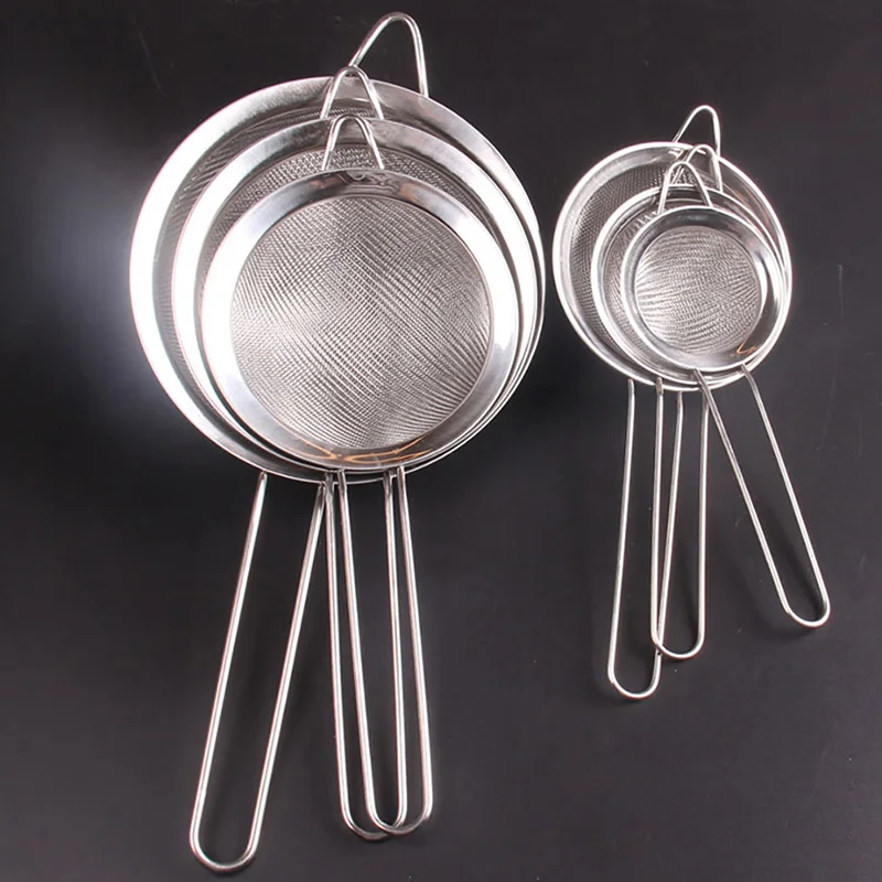

Stainless Steel Kitchen Flour Sieve Net Handheld Screen Flour Filter Net Colanders Strainers Practical Filter Spoon Tool Y