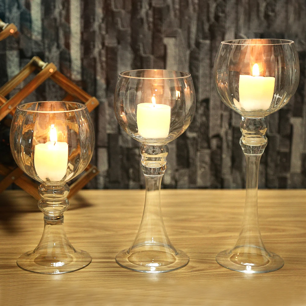 

Wedding Candlestick Crystal Glass Candlestick Floral Dinner Table Candlestick Europe Style High Foot Candle Holder