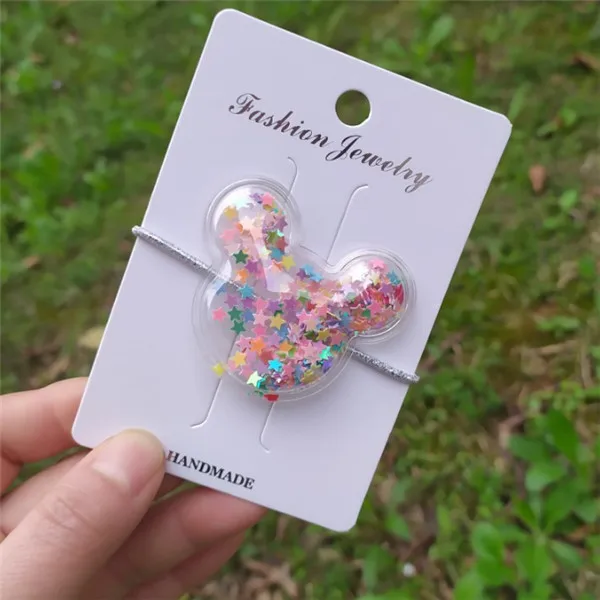 colorful mice head 16 шт./лот Новинка Прозрачный зыбучие пески ПВХ для волос аксессуары для волос, резинки милые блестки вышивка «звёздочки» или «бриллианты» короной детская головная повязка для девочек Головные уборы - Цвет: colorful mice head