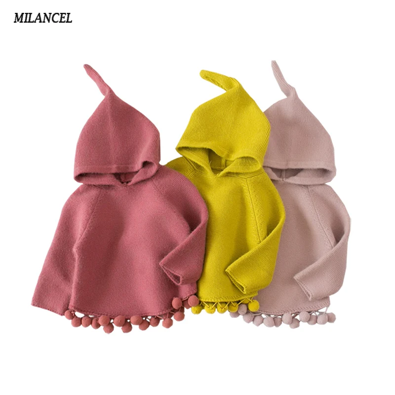 Milancel 2017 Children s Sweaters Hooded Girls Knitted Sweater Autumn Winter Toddler Sweaters Casual Kids Knitwear