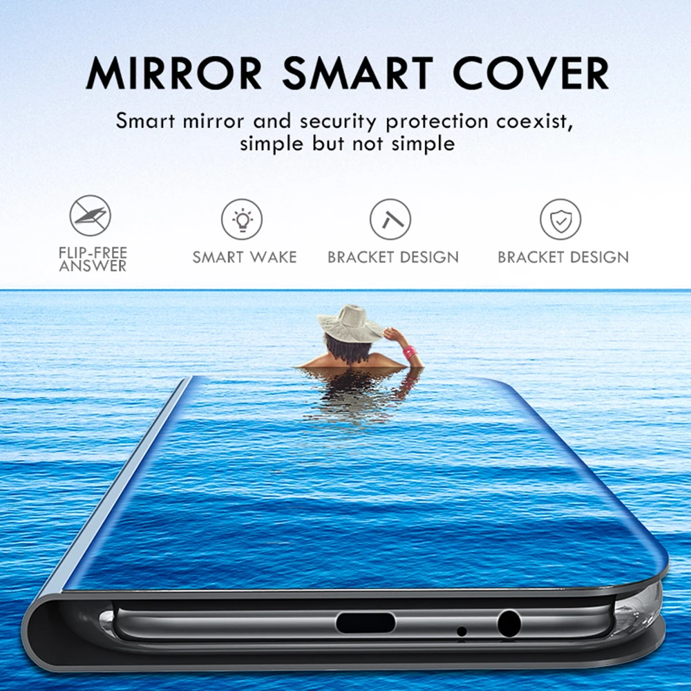 Чехол книжка с полным покрытием для Huawei Y7 Pro Prime Y6 Y9 2019 чехол подставка зеркальный