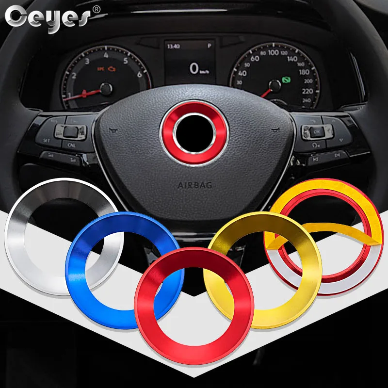 

Ceyes Car Steering Wheel Ring Circle Stickers Case For Volkswagen Golf 6 7 Polo CC Alloy Auto Decoration Cover Accessories