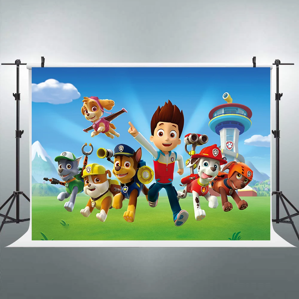 

Photography Background Cartoon Dogs Newborn and Childre baby Show birthday Party Banner Photo Backdrop for Studio Props