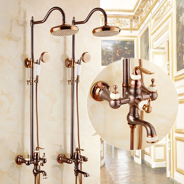 Simple and generous European copper bath faucet hot and cold marble