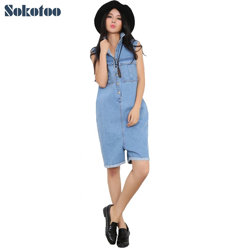 denim capri jumpsuit