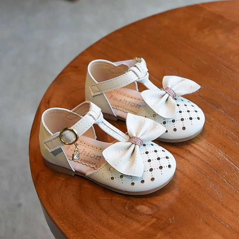 

KissMud 2019 Summer New Girls Cute Pink Bow Fashion Sandals Toddler Kids Pu Leather Shoes Princess Soft Bottom Non-Slip Flats