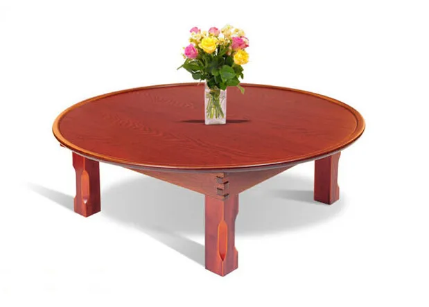 Asian Style Antique Round Table Folding Legs 90cm Living Room Furniture Korean Floor Dinning Table Wood Low Tea Coffee Table